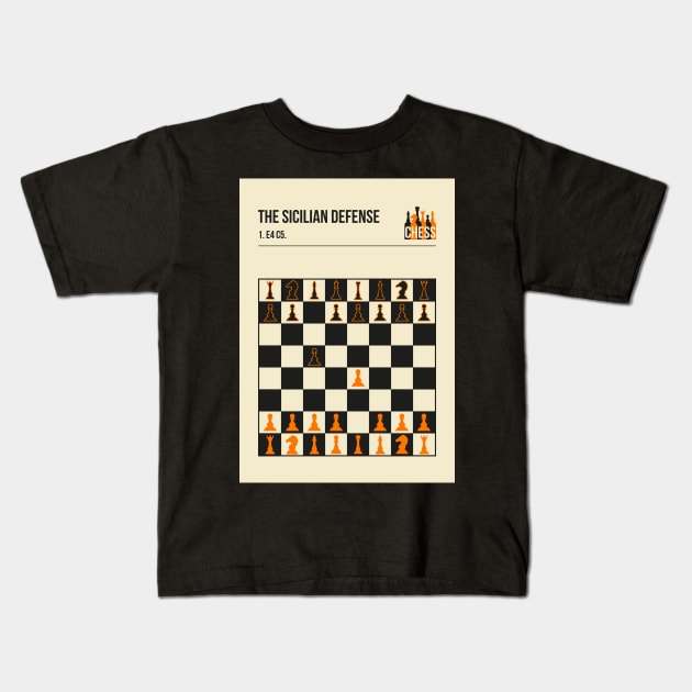 The Sicilian Defense Chess Opening Vintage Book Cover Poster Style Kids T-Shirt by jornvanhezik